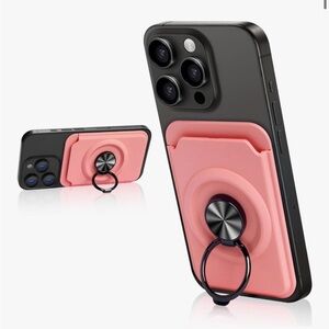 Black and Pink Phone Wallet with Ring Holder